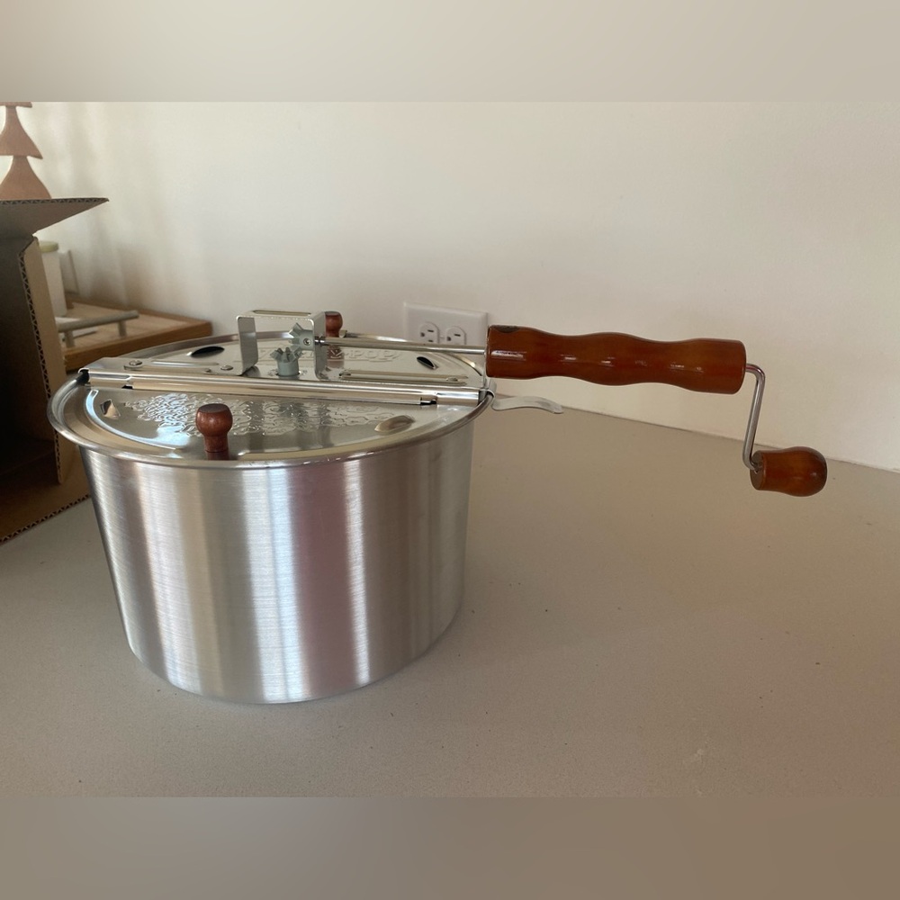 Whirlypop original aluminum Popcorn Maker with Wooden Handle